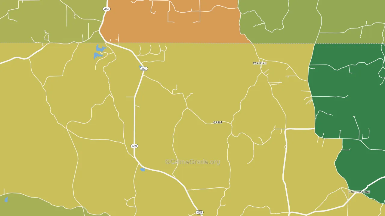 Rexford, MS Map of Robbery Rates