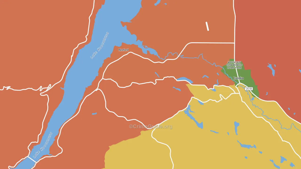 Rexford, MT Map of Robbery Rates