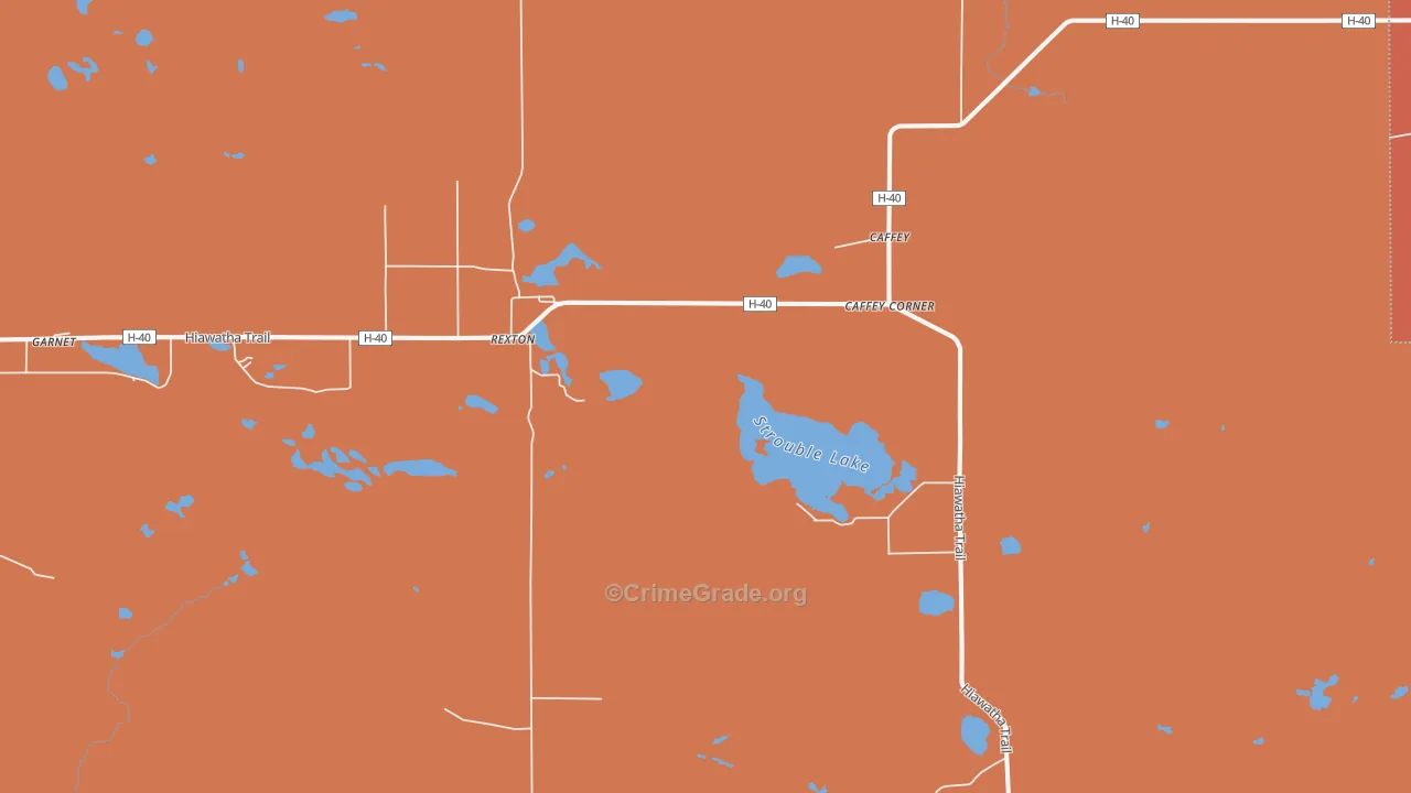 Rexton, MI Map of Robbery Rates