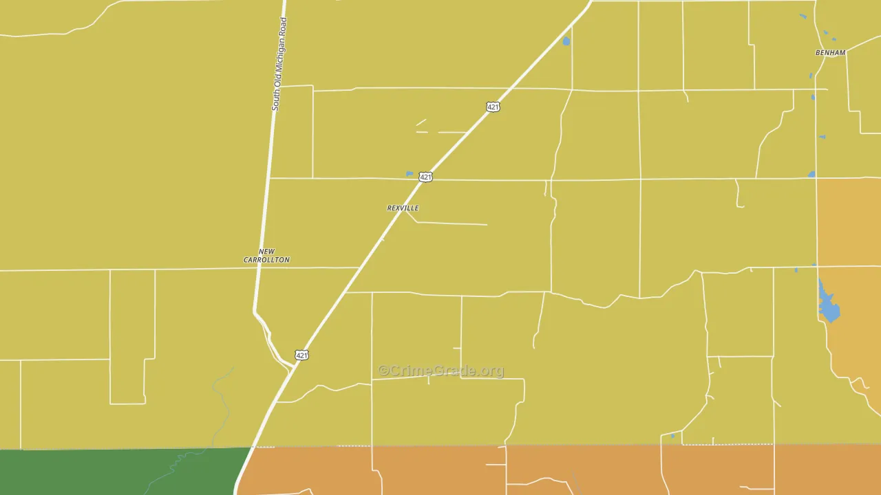 Rexville, IN Map of Robbery Rates