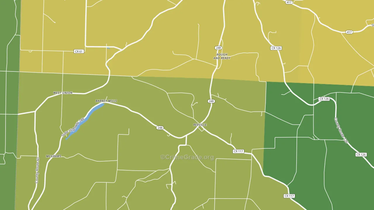 Rexville, NY Map of Robbery Rates
