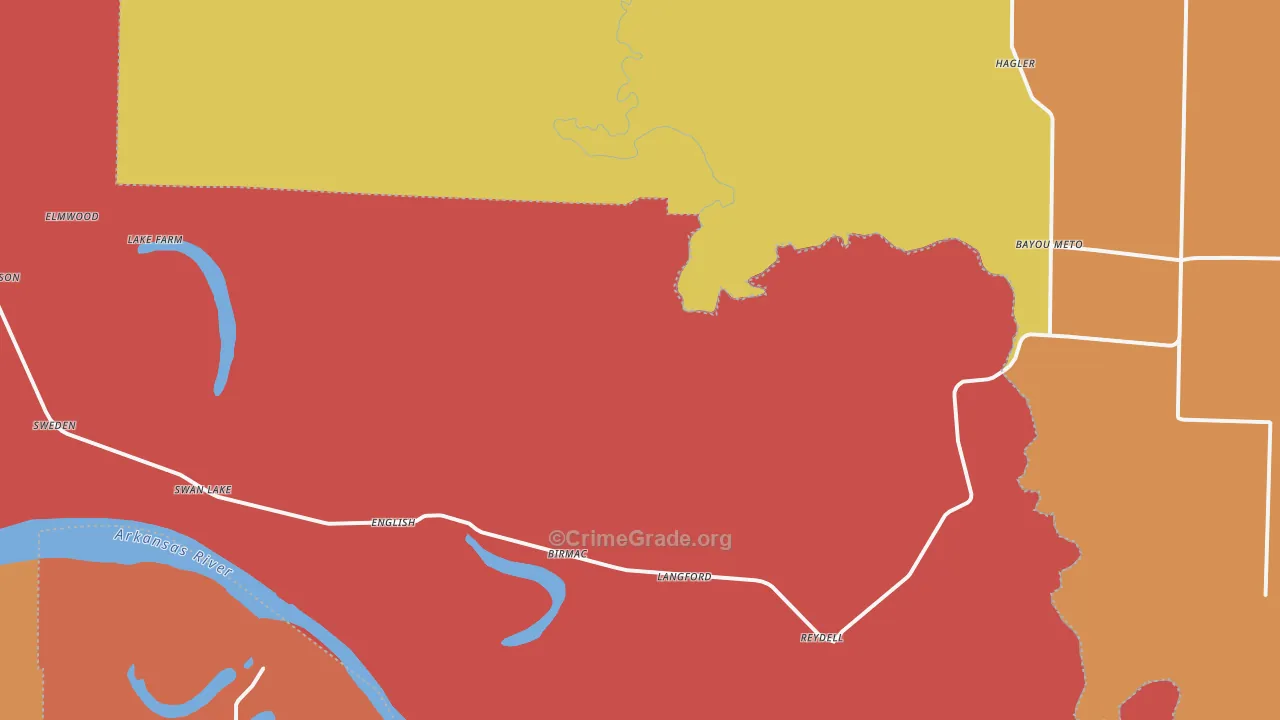 Reydell, AR Map of Robbery Rates