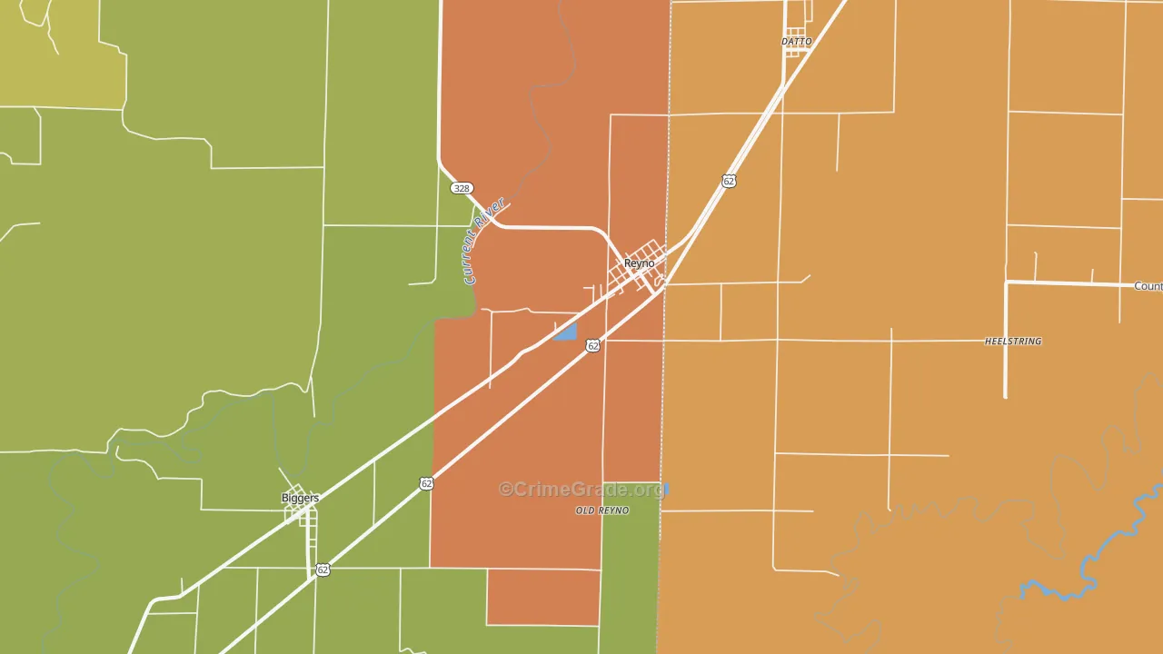 Reyno, AR Map of Robbery Rates