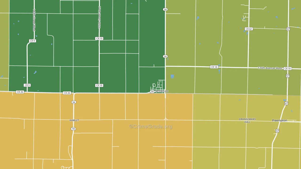 Reynolds, IL Map of Robbery Rates