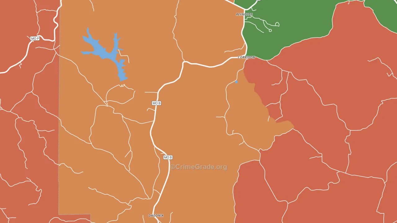 Reynolds, MO Map of Robbery Rates