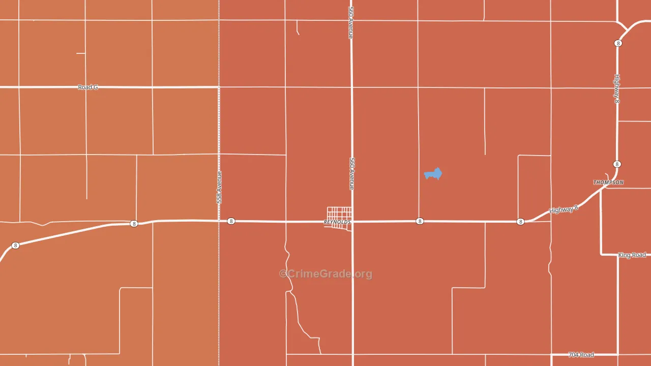 Reynolds, NE Map of Robbery Rates