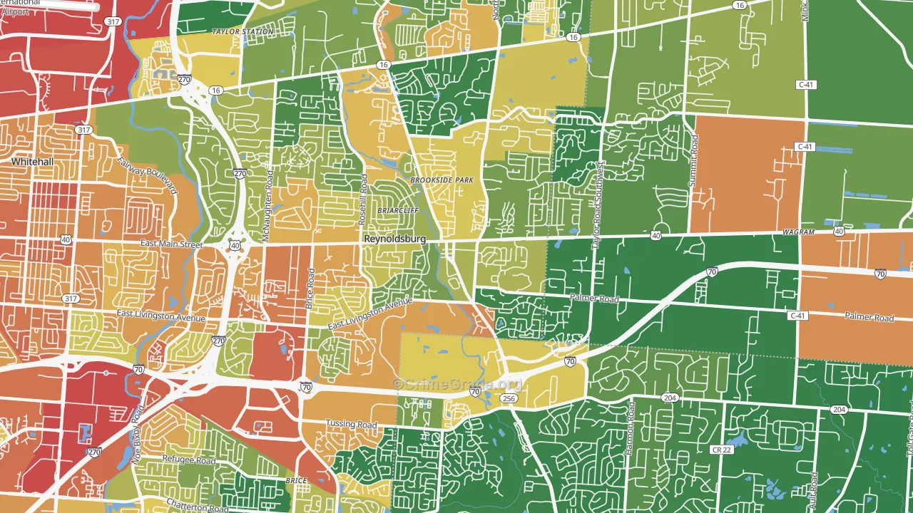 Reynoldsburg, OH Map of Robbery Rates