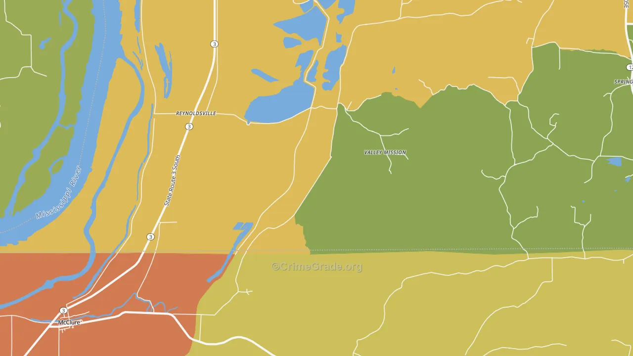 Reynoldsville, IL Map of Robbery Rates