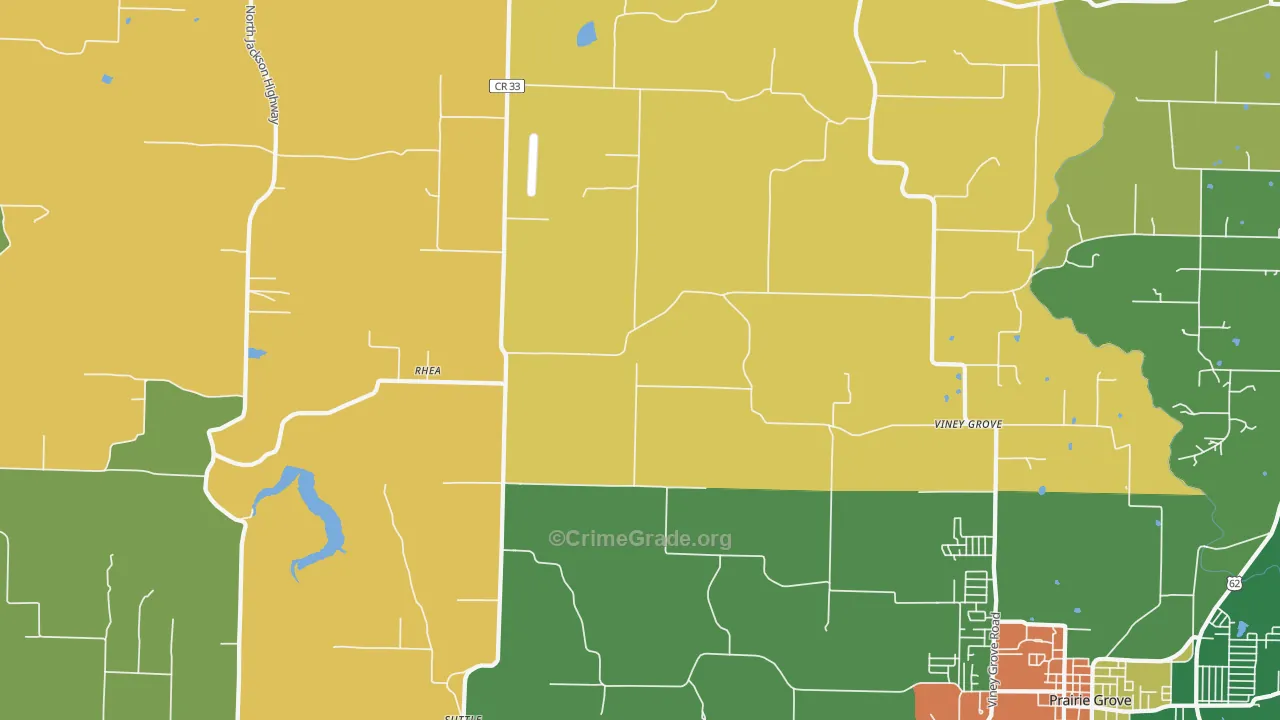 Rhea, AR Map of Robbery Rates