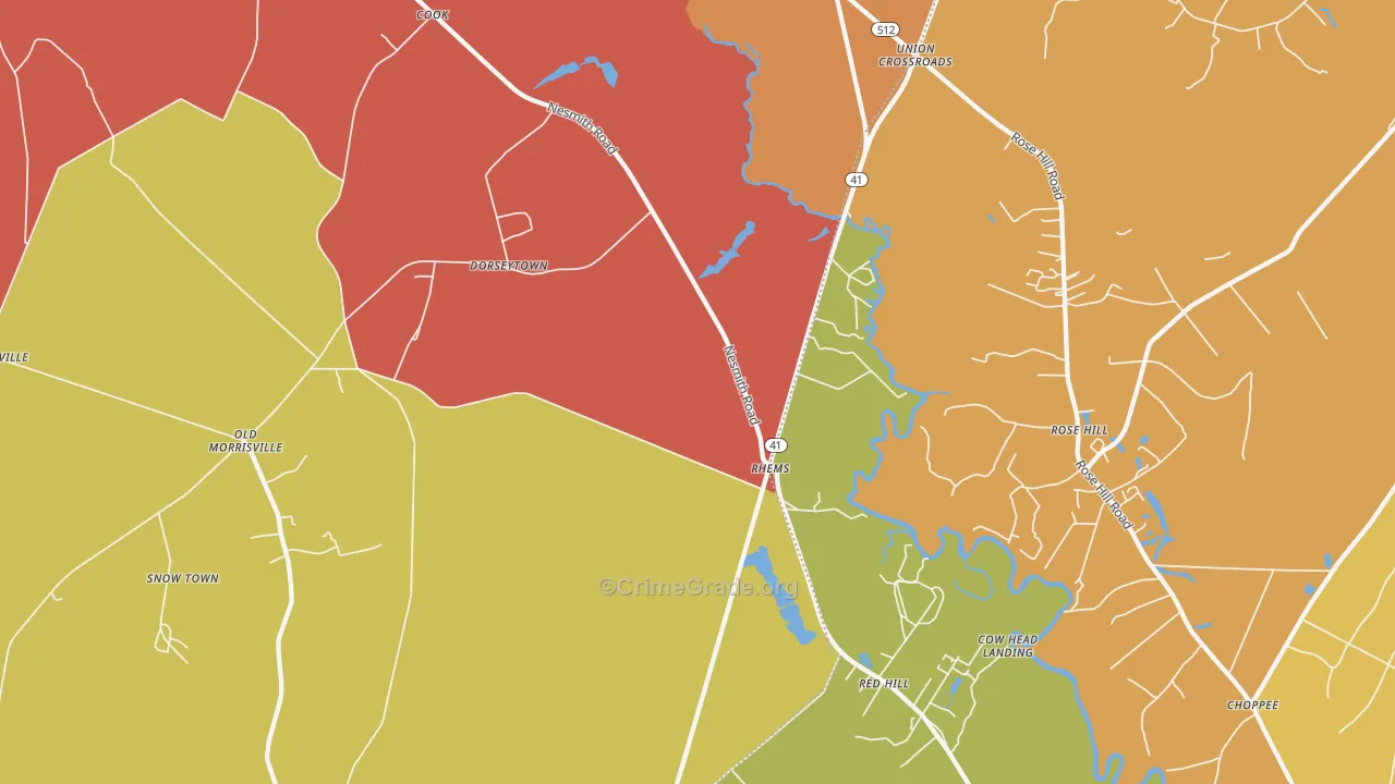 Rhems, SC Map of Robbery Rates