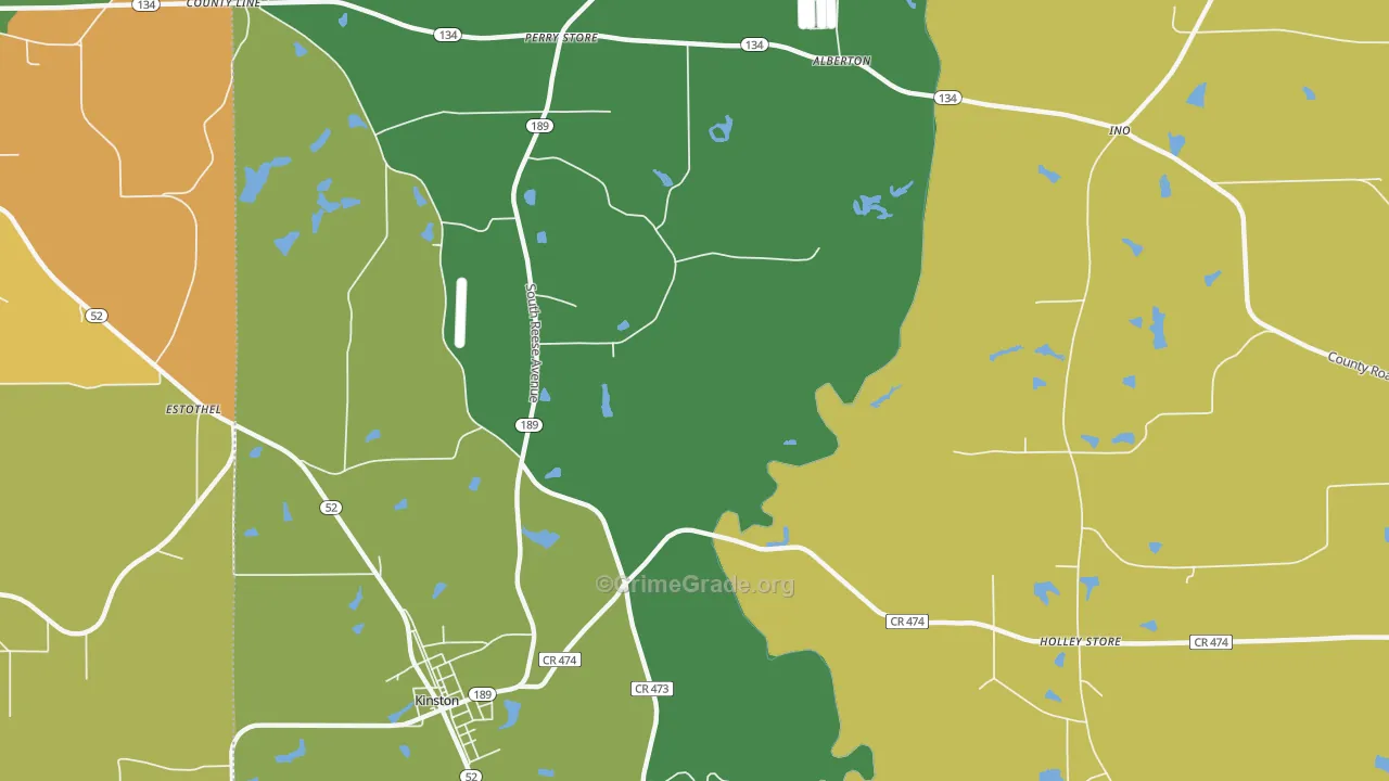 Rhoades, AL Map of Robbery Rates