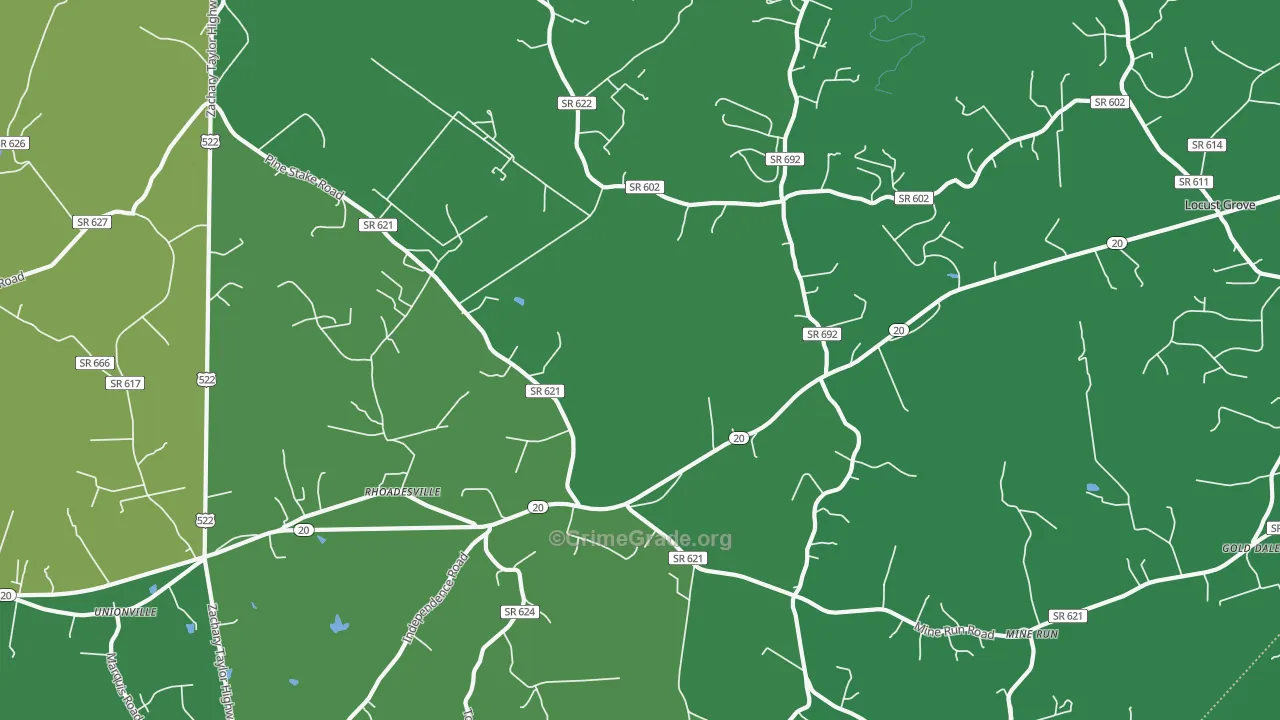 Rhoadesville, VA Map of Robbery Rates