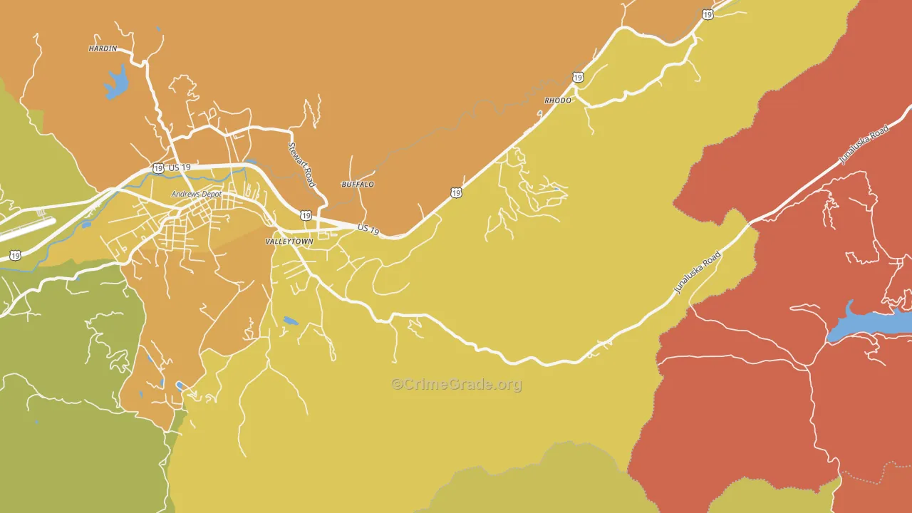 Rhodo, NC Map of Robbery Rates
