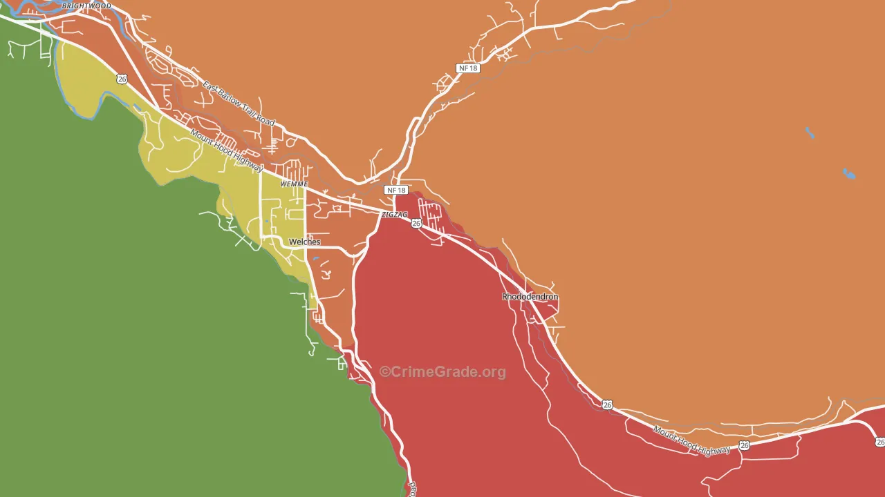 Rhododendron, OR Map of Robbery Rates