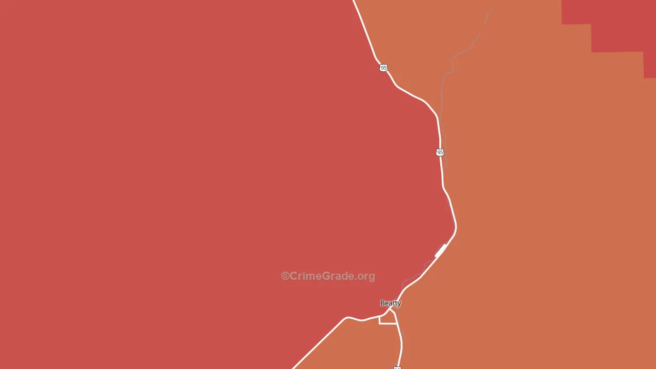 Rhyolite, NV Map of Robbery Rates