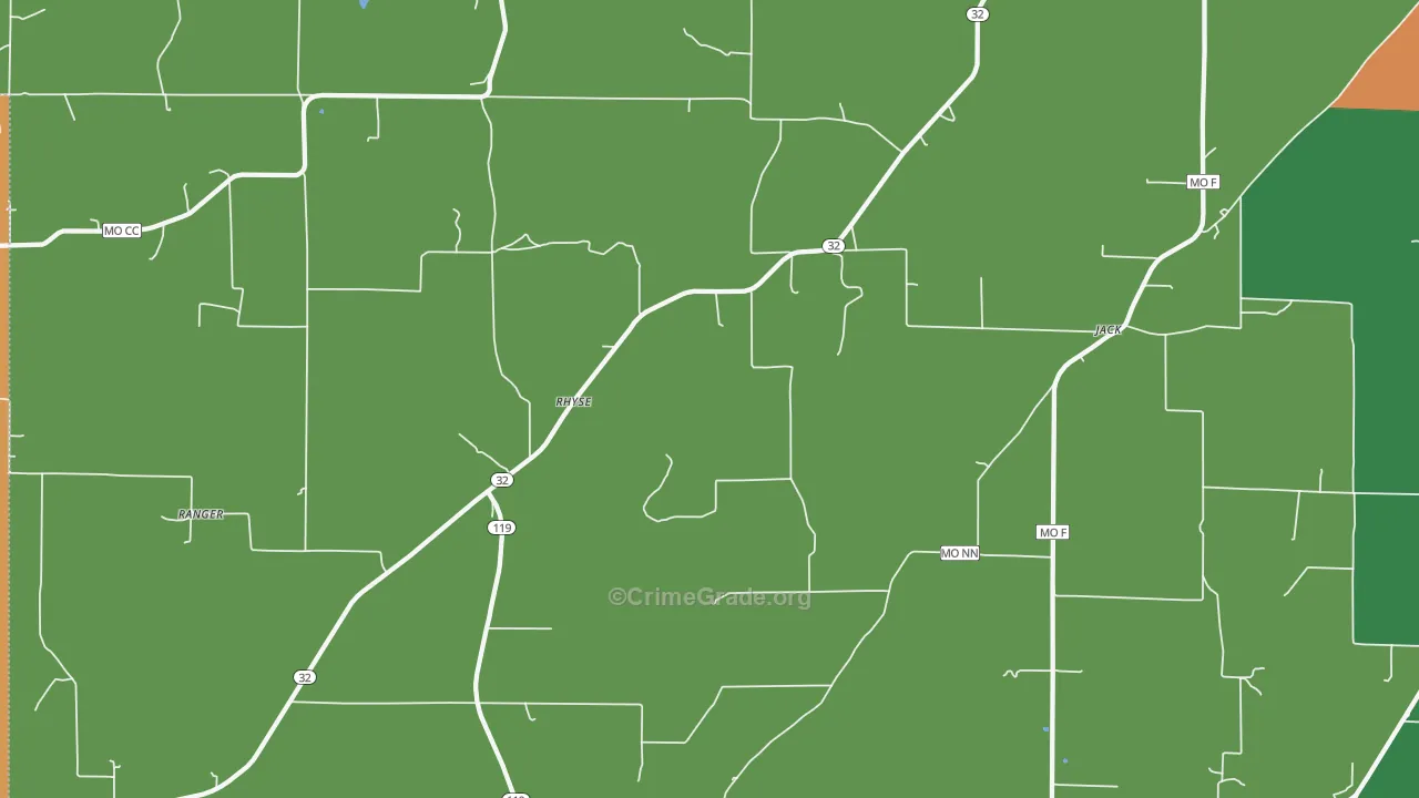 Rhyse, MO Map of Robbery Rates