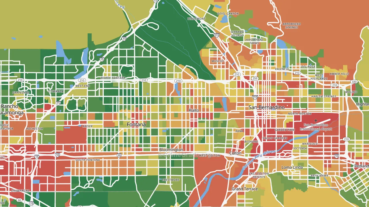Rialto, CA Map of Robbery Rates
