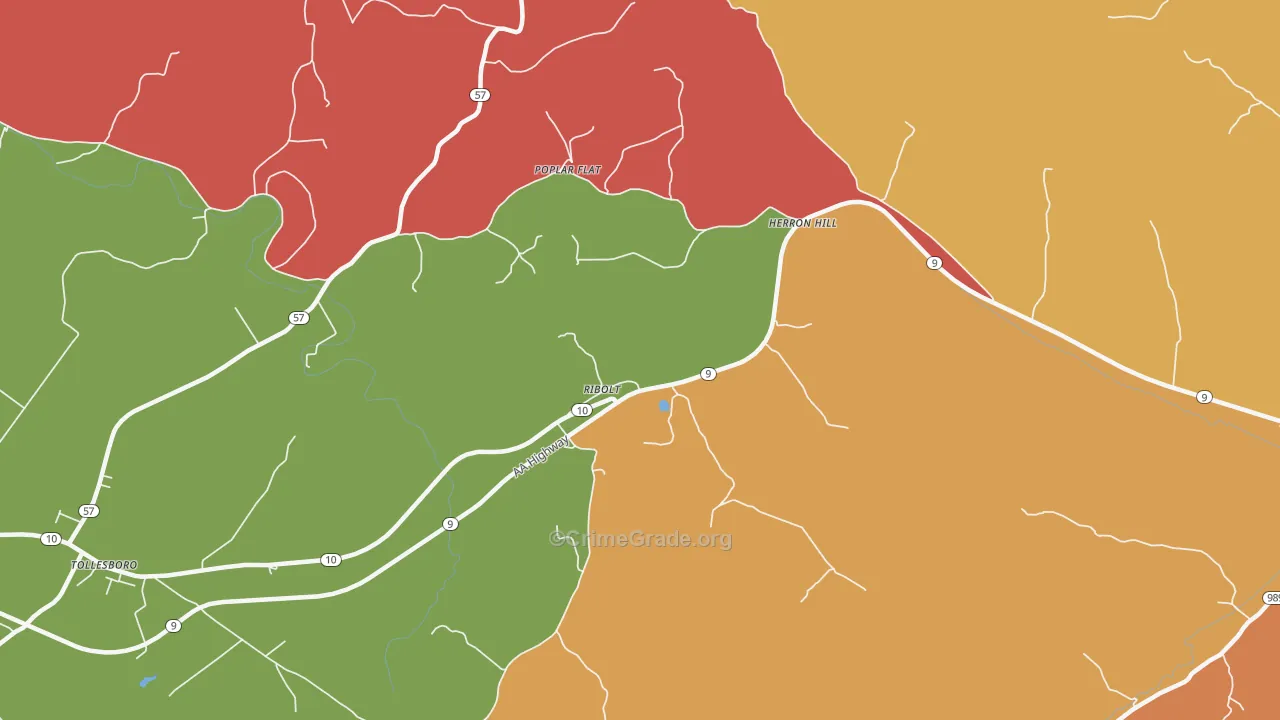 Ribolt, KY Map of Robbery Rates