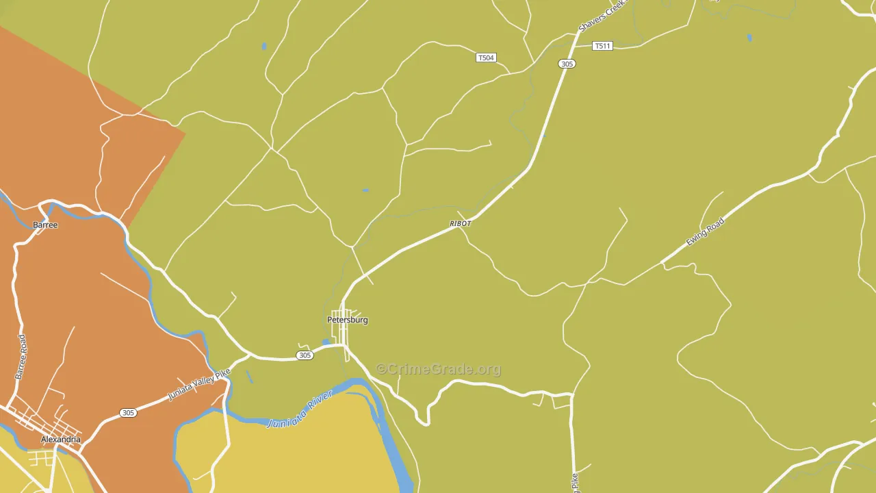 Ribot, PA Map of Robbery Rates