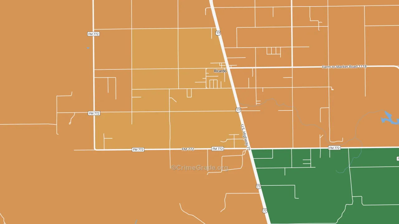 Ricardo, TX Map of Robbery Rates