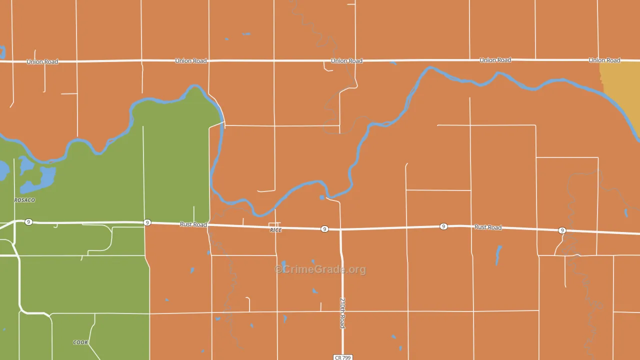 Rice, KS Map of Robbery Rates