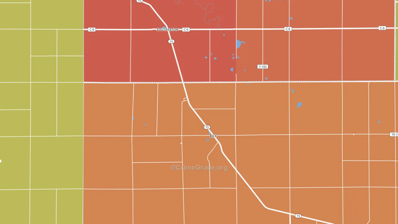 Rice, OH Map of Robbery Rates
