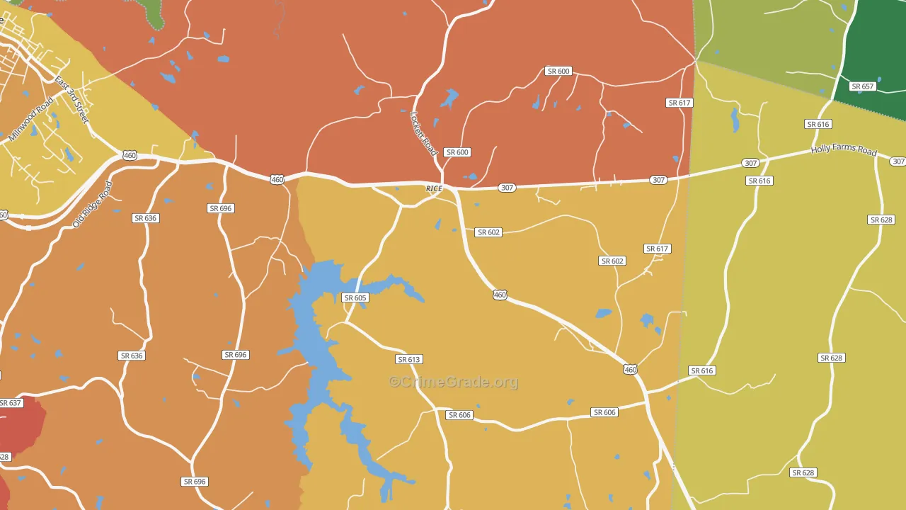Rice, VA Map of Robbery Rates