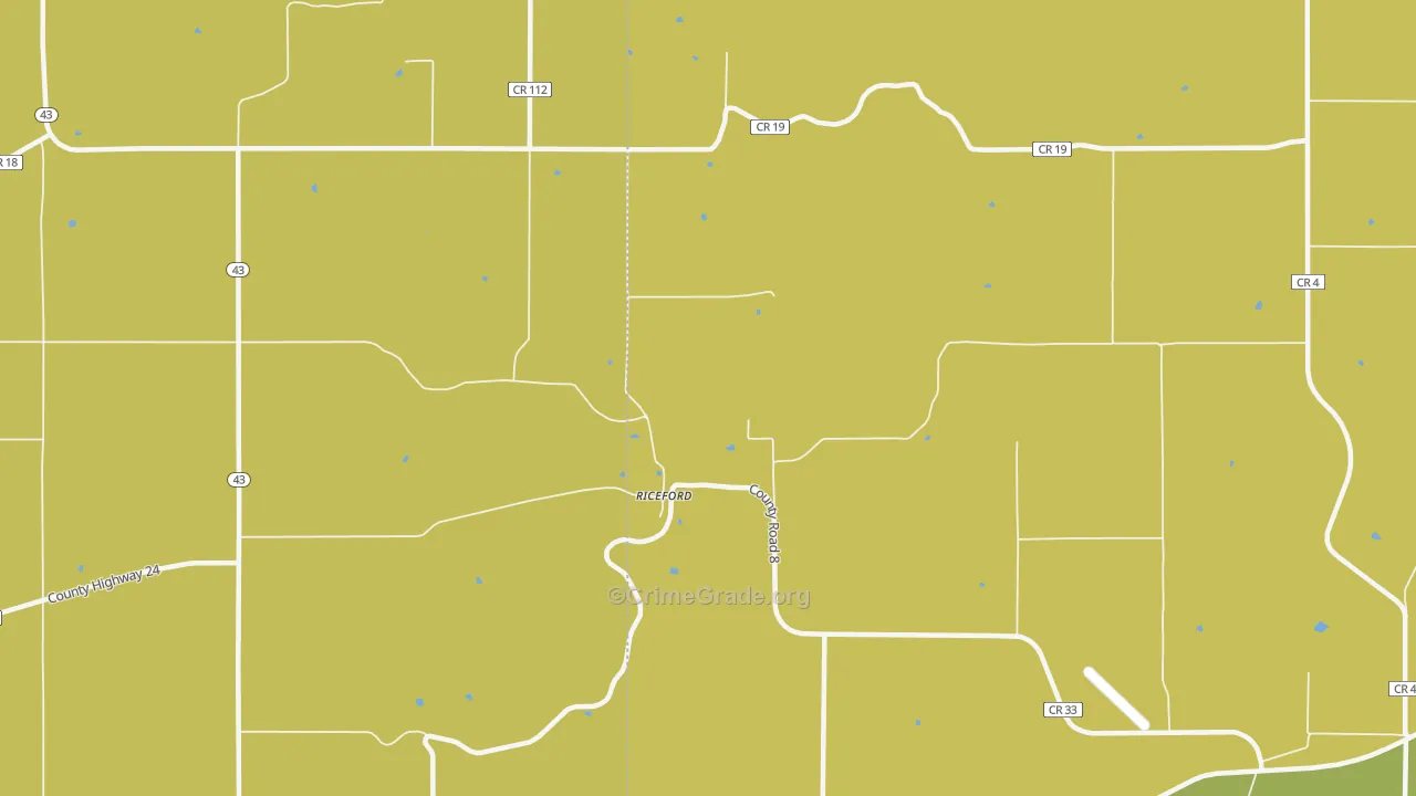 Riceford, MN Map of Robbery Rates