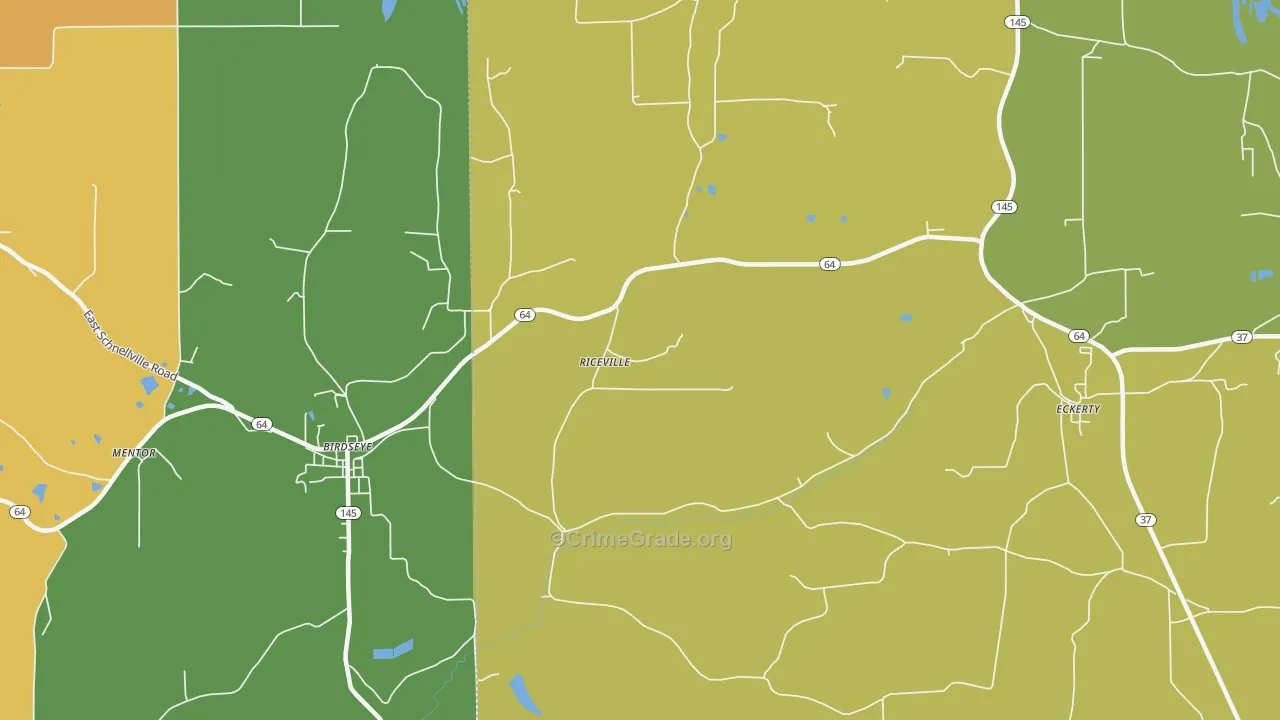 Riceville, IN Map of Robbery Rates