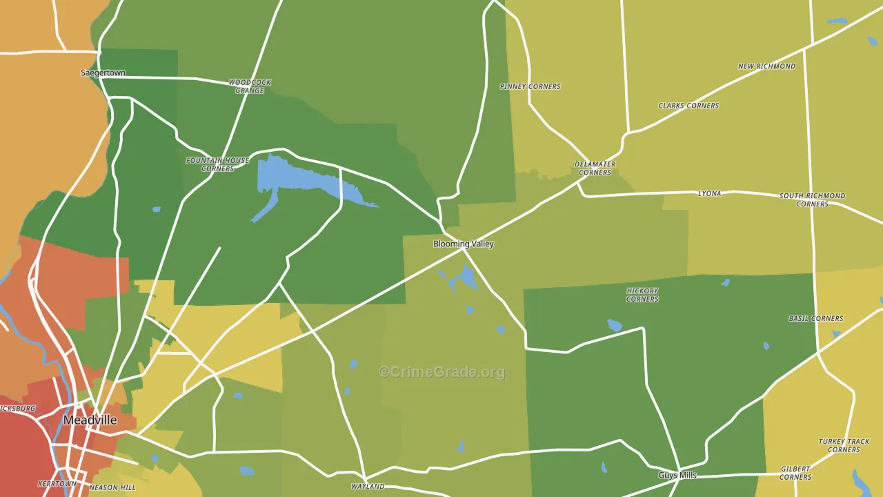 Riceville, PA Map of Robbery Rates