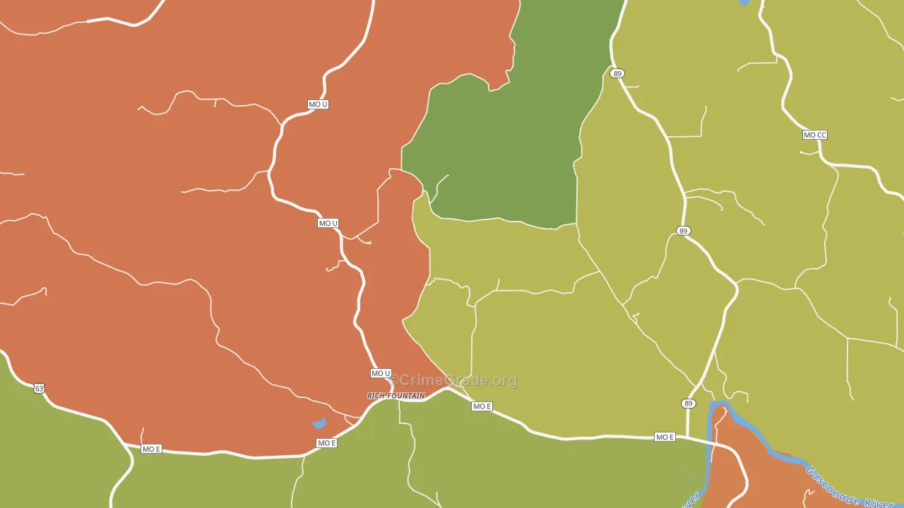 Rich Fountain, MO Map of Robbery Rates