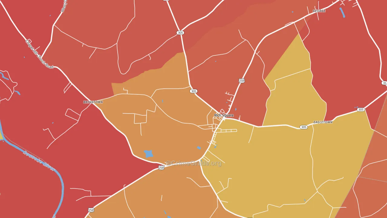 Rich Square, NC Map of Robbery Rates