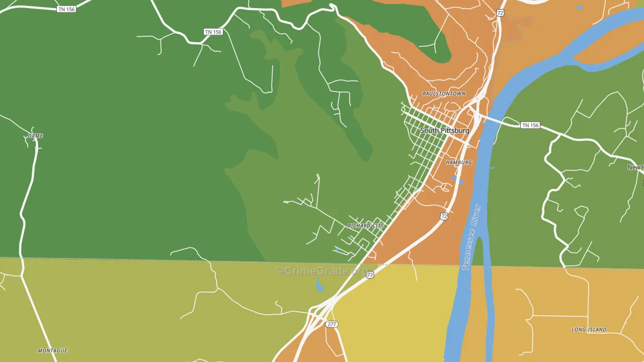 Richard City, TN Map of Robbery Rates