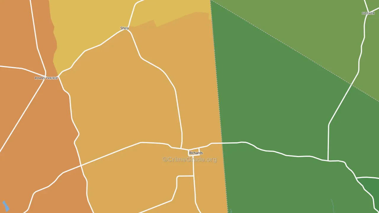 Richards, TX Map of Robbery Rates
