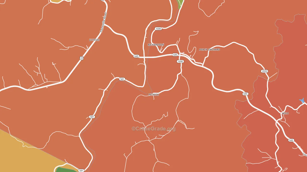 Richardson, KY Map of Robbery Rates