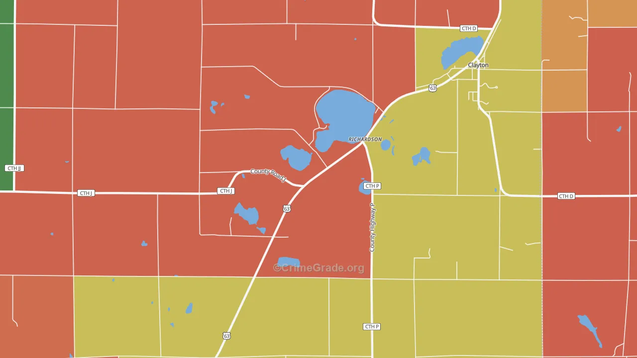 Richardson, WI Map of Robbery Rates