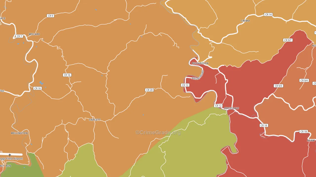 Richardson, WV Map of Robbery Rates
