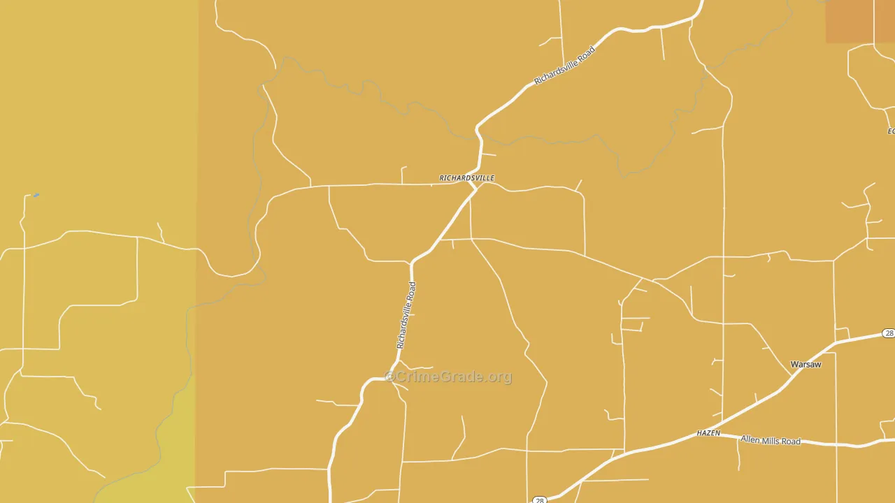 Richardsville, PA Map of Robbery Rates