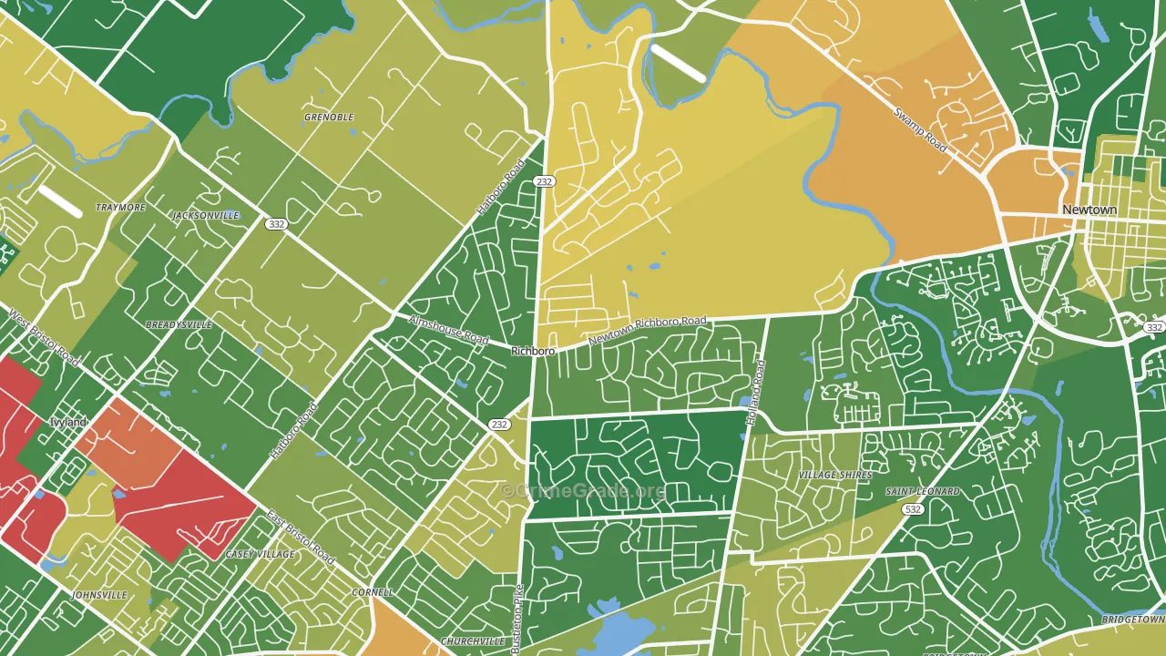 Richboro, PA Map of Robbery Rates