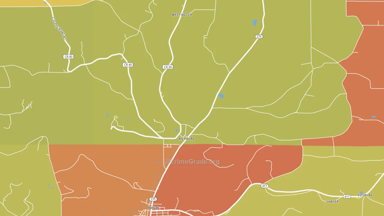 Richburg, NY Map of Robbery Rates