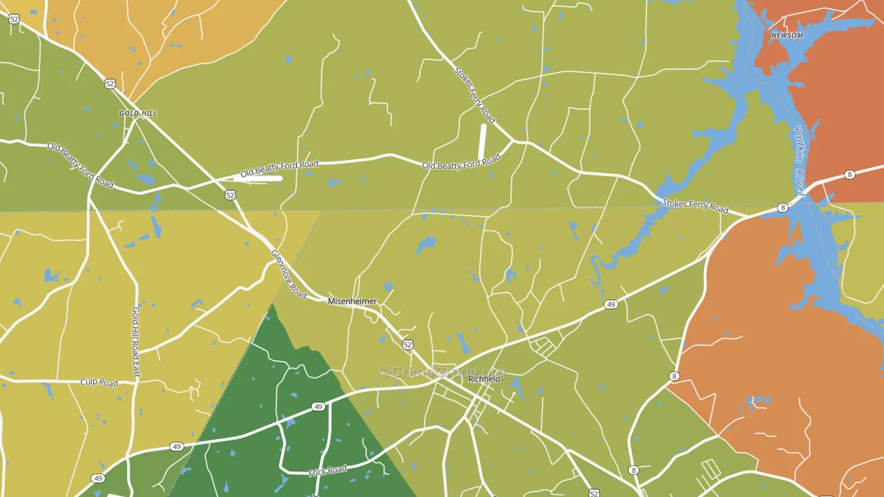 Richfield, NC Map of Robbery Rates