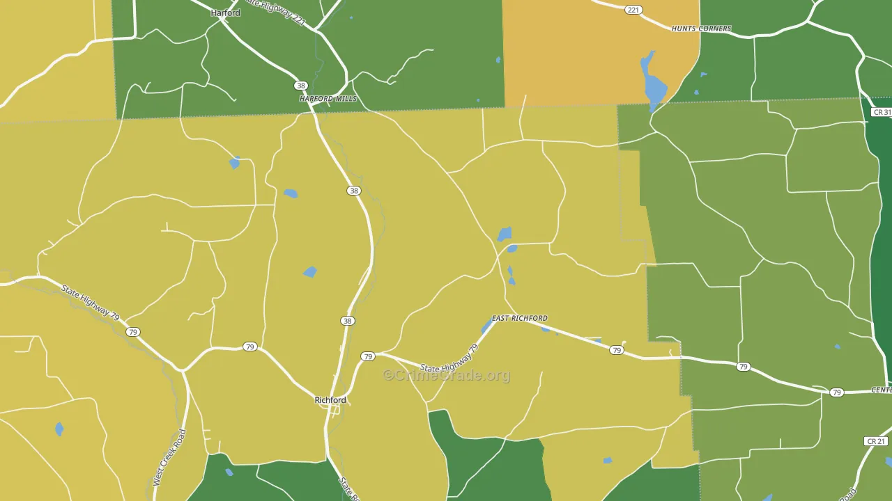 Richford, NY Map of Robbery Rates