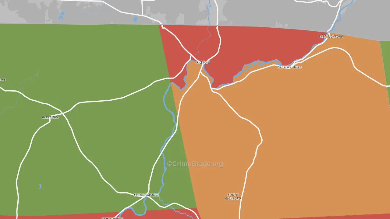 Richford, VT Map of Robbery Rates