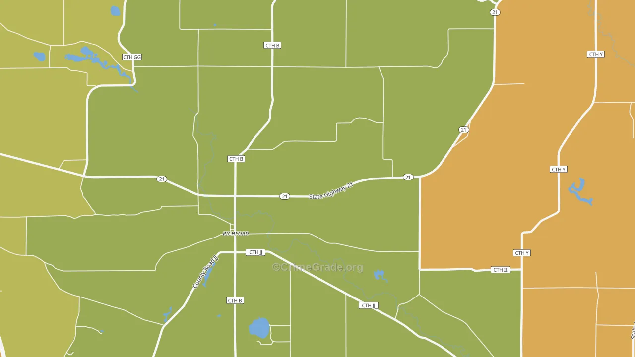 Richford, WI Map of Robbery Rates
