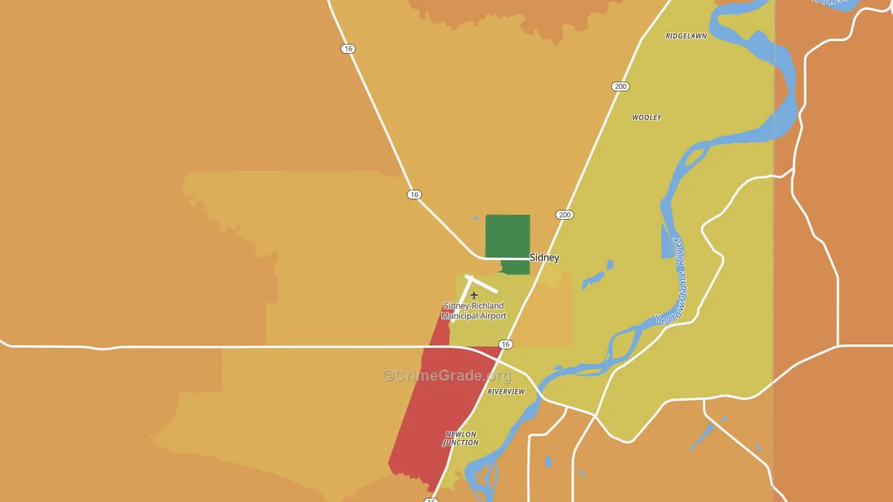 Richland County, MT Map of Robbery Rates