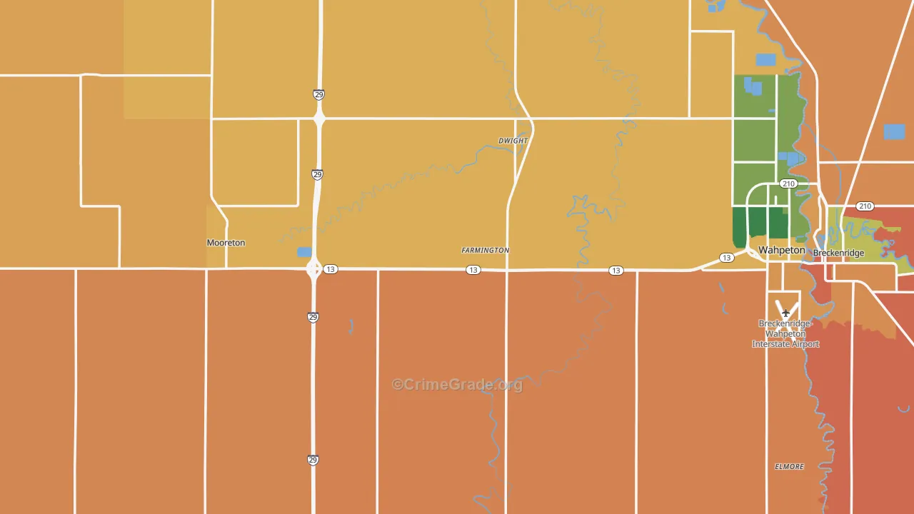 Richland County, ND Map of Robbery Rates