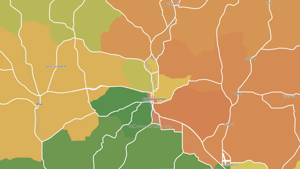 Richland County, WI Map of Robbery Rates