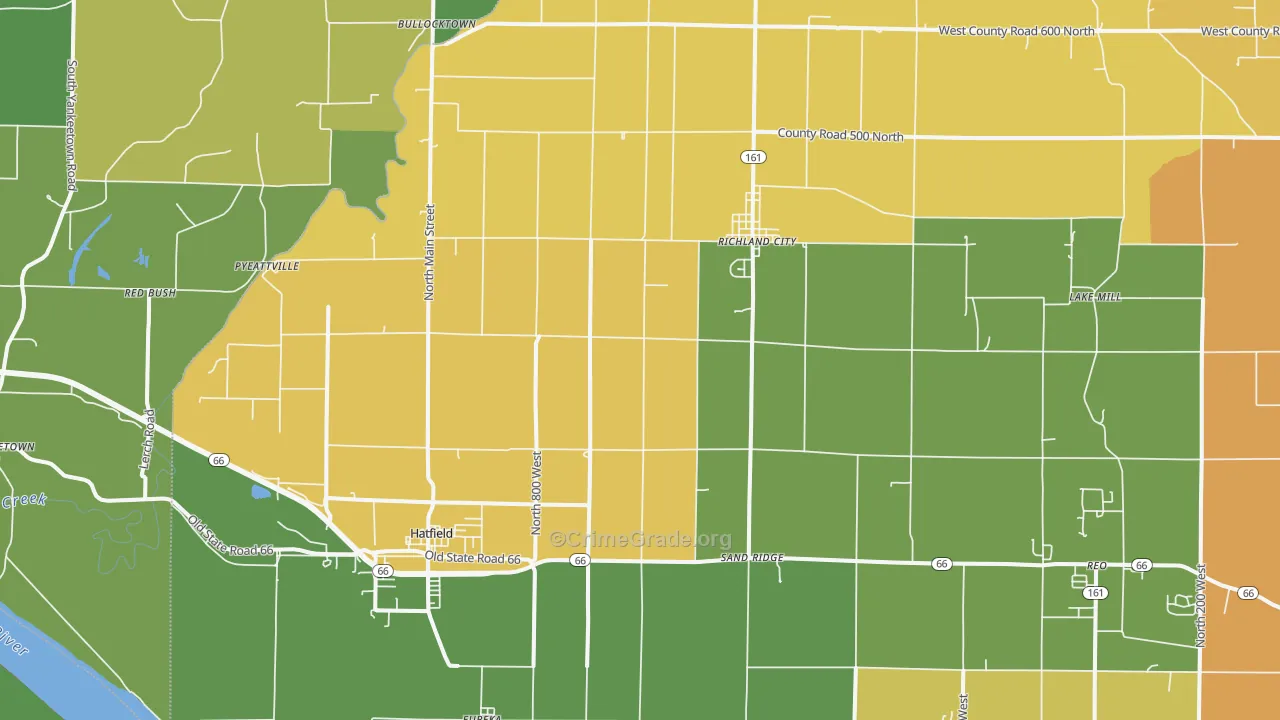 Richland, IN Map of Robbery Rates