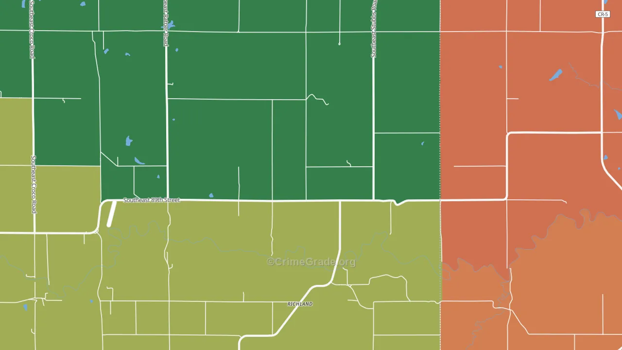 Richland, KS Map of Robbery Rates