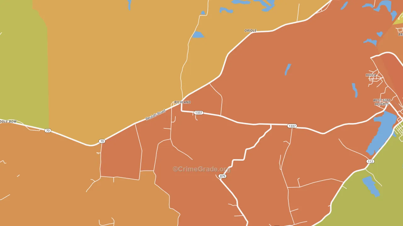 Richland, KY Map of Robbery Rates